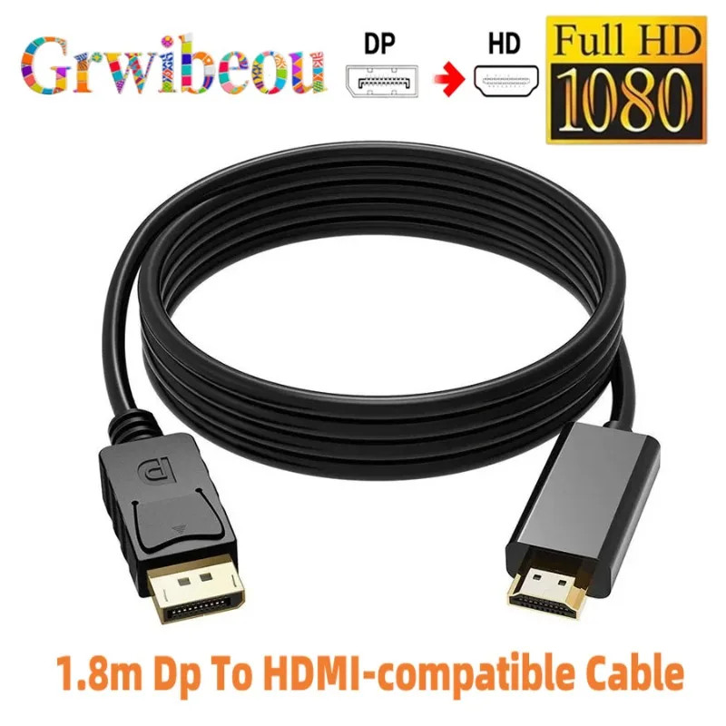 Cavo Da DP A HDMI Adattatore 1.8M Convertitore Monitor PC Portatile Proiettore 