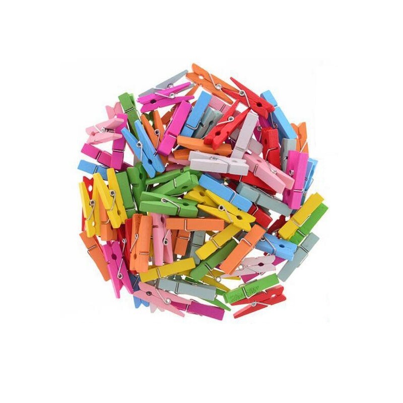 Set 25 Pezzi Mollettine In Legno Colorate Decorazioni Bomboniere Segnaposto dfh