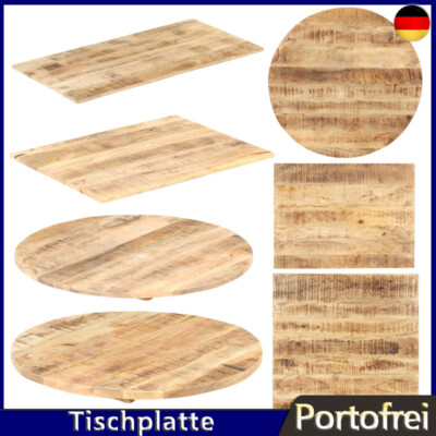 Tischplatte Mangoholz Massiv Rund Rechteck Holzplatte Esstisch 25-27mm/15-16mm