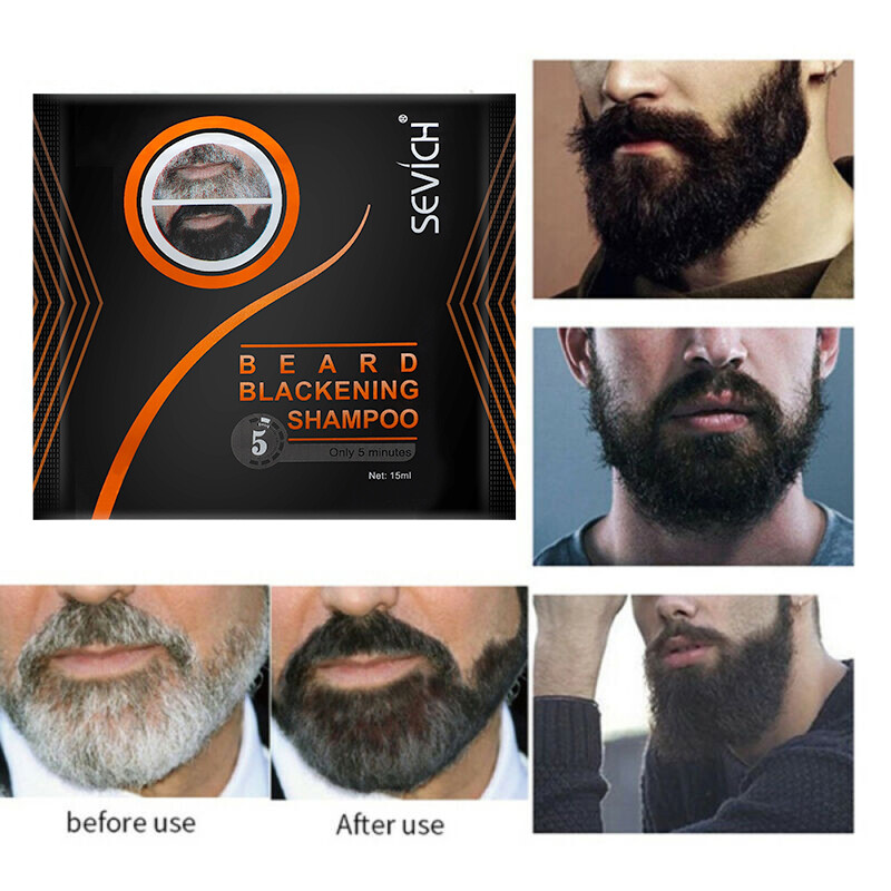 10pcs Mens Beard Dye Black Shampoo Instant Blackening Beard Mustache Tint Cream