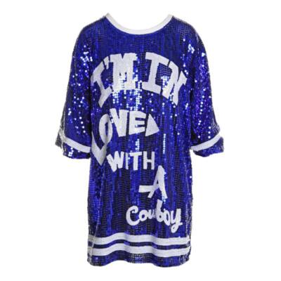 Pre-owned Cloud Nine Cloudnine Love A Cowboy Sequin Tunic In Royal_blue