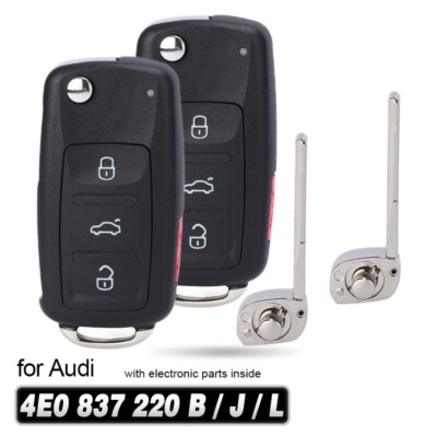 2x Flip Remote Key Fob 315MHz for Audi A8 S8 2003-2009 4E0 837 220 B / J / L
