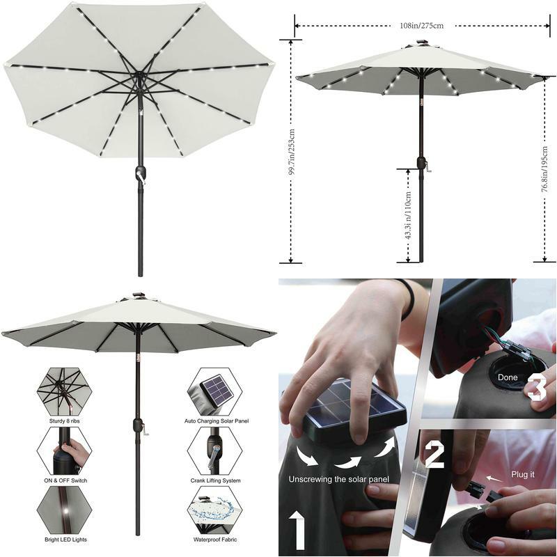 Mastercanopy 2.7M Sonnenschirm Ourdoor Solarschirm Led-Regenschirme Mit 32Led-Li