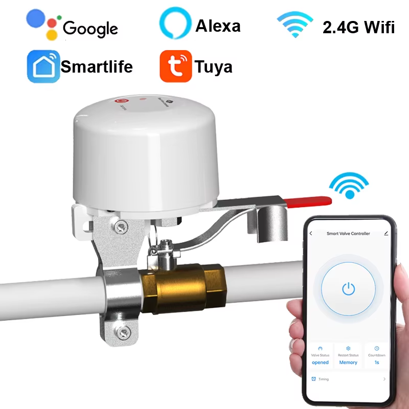 Tuya Smart WiFi Water Gas Valve ON/OFF Auto Control Timer DN15 DN20 Pipe Valve S