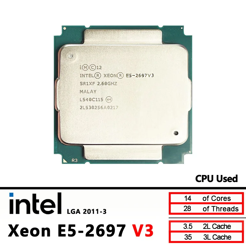 Processore Intel Xeon E5-2697 V3 2.60GHz 35M Cache CPU E5 2697V3 LGA 2011-3 145W