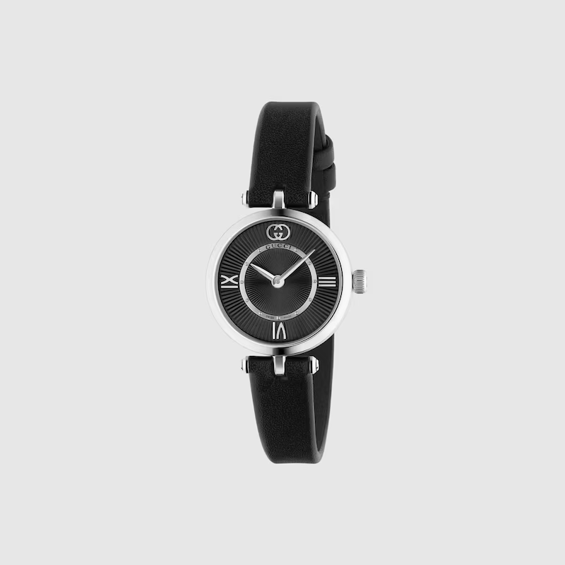 アクセサリーその他 GUCCI Woman Jewel Black YA167505 BLACK Gucci Model 2000 Quartz 24mm Black Dial Leather Band Watch