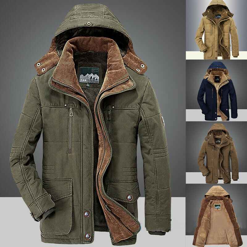 Mans New Winter Mens Military Trench Coat Ski Jacket Hooded