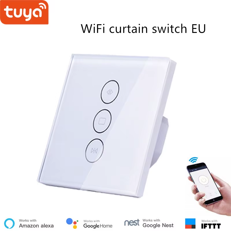 Smart life tuya app control WiFi Curtain switch EU/UK standard Glass Touch panel