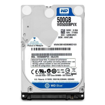 Western Digital 500GB WD5000BPVX 5400RPM SATA 2.5'' Laptop HDD Hard Disk Drive