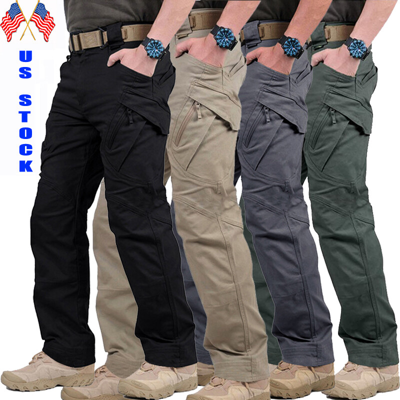 US Men Tactical Cargo Pants Soldier Straight-fit Work Combat Trousers