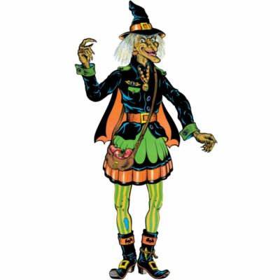 Vintage Halloween Jointed Witch 57'' Paper Vintage Halloween Wall Decoration