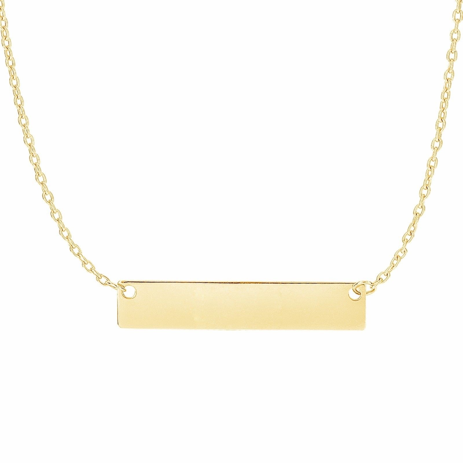 Pre-owned Ritastephens 14k Real Yellow Gold Bar Charm Personalized Necklace 18"