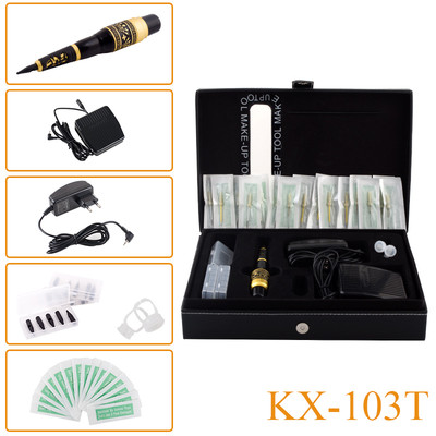 New KX-103T Dragon Permanent Makeup Machine Kit Tattoo Pen Needle Foot Pedal Set