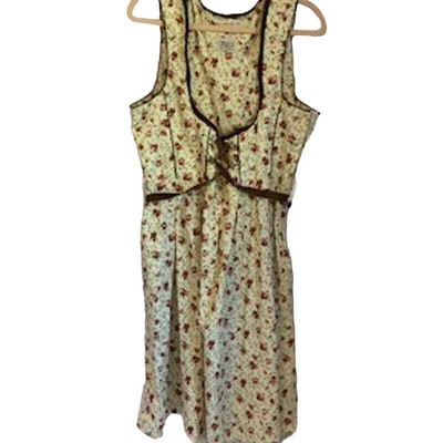 Gaudi Leathers  Floral Boho Lace Up Sleeveless Cream Dress Size 46/Large NWOT