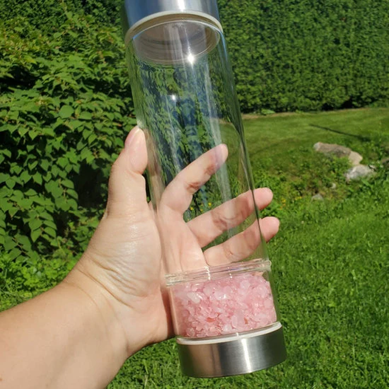 Crystal Water Bottle Gemstone Infused Fluorite Quartz tourmaline peridot Citrine