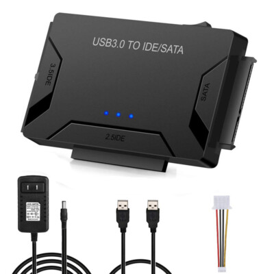 USB 3.0 to IDE/SATA External Hard Drive Reader 2.5/3.5 HDD SSD IDE Power Adapter