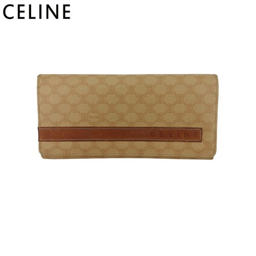 CELINE ♡ Vintage ♡ Valetta CELINE Long Wallet Macadam Beige PVC x Leather Authentic
