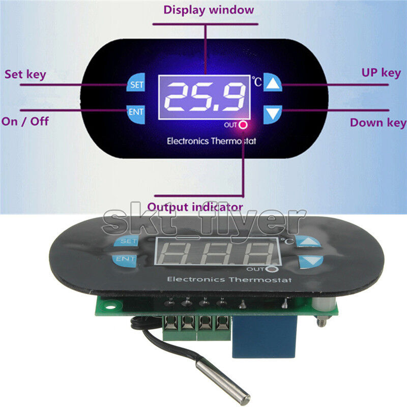 DC12V Digital Thermostat Temperature Alarm Controller Digital Cool Heat Sensor