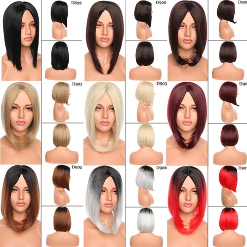Lady Girl Bob Wig Women's Short Straight No Bangs Full Hair Wig Cosplay Party US