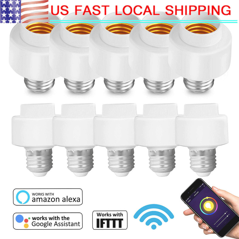 WiFi Light Bulb Socket Adapter E27/E26 Smart LED For Alexa G
