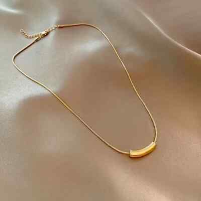 Small Simple 18K Gold Plated Unique Simple Pendant Necklace Women Clavicle Chain