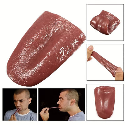 Halloween Fake Tongue Plastic Rubber Tongue Realistic Practical Joke Funny Prank