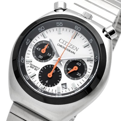 Pre-owned Citizen Bullhead White An3660-81adial Record Label Tsuno Chronograph Watch Men