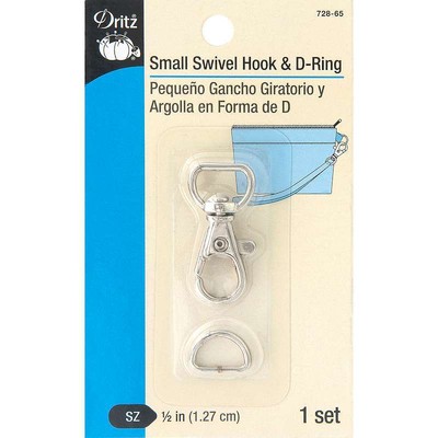 Dritz Small Swivel Hook & D-Ring Nickel