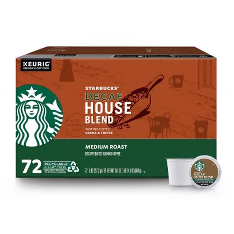 Starbucks Decaf Medium Roast K-Cups, House Blend (72 Ct.) FREE SHIPPING