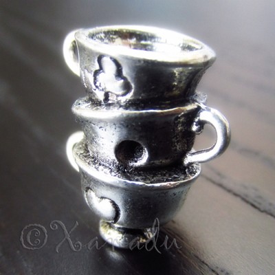 Teacup Alice In Wonderland Wholesale 3D Pendant Charms C6282 - 2, 3, 5 Or 10PCs