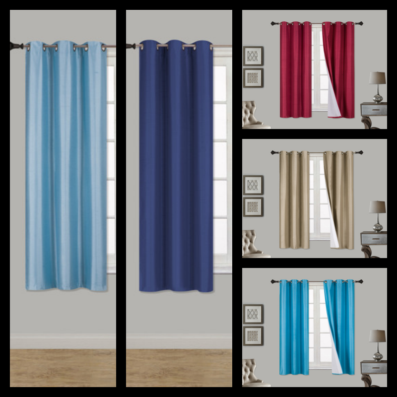 2 PANEL 100% THERMAL BLACKOUT BRONZE GROMMET WINDOW LINED PANEL CURTAIN AAA 63" 