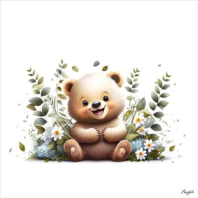 Teddy Bear Accent & Decor Tile Roozbeh Bahramali Animal Art OB-ROZ160AT