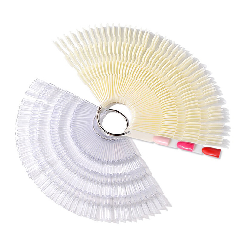 150 Pcs Nail Swatch Sticks With Ring Fan Shape Nail Art Polish Display TS*