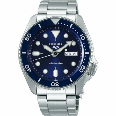 Pre-owned Seiko 5 Gents Automatic Divers Style Sports Watch Srpd51k1 Smurf Blue Dial