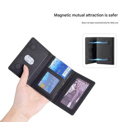 Black 3-in-1 Magnetic Wallet for MagSafe - Slim PU Leather Card Holder with