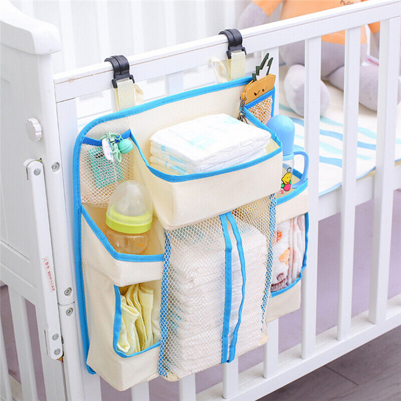 Baby Infant Bed Hanging Storage Bag Toy Diaper Pocket For Crib