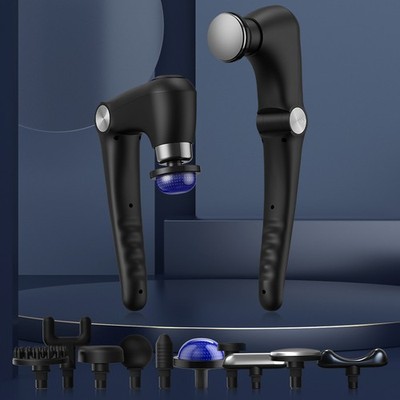 Black-Sliver Foldable Percussion Massage Gun with Hot Cold Compress & 10 Heads