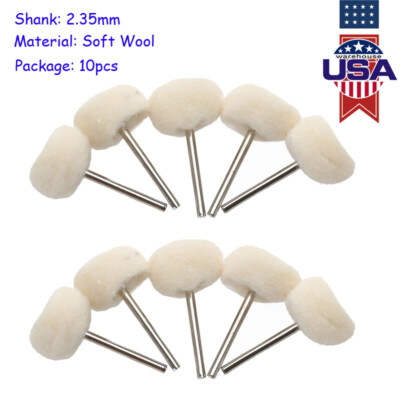 10PCS/Pack White Soft Wool Buffing Wheels Brushes 22mm Rotary Tool 2.35mm