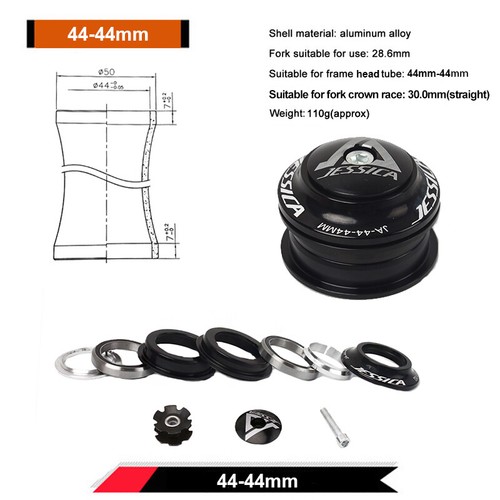 34/44/44-55/44-56mm Bike Threadless Headset Sealed Bearing 1-1/8" Fork Stem Part