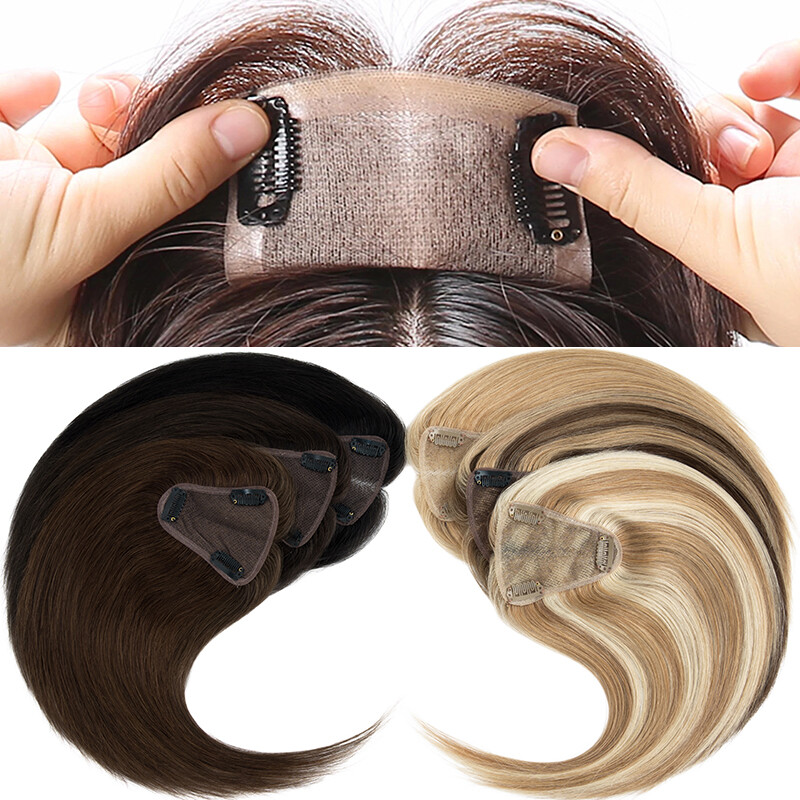 Free Part Lace Base Clip in 100% Remy Human Hair Women Topper Toupee Hairpiece
