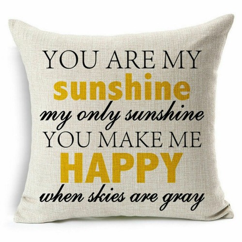 Cotton Linen You Are My Sunshine Home Decor Throw Pillow Case Sofa