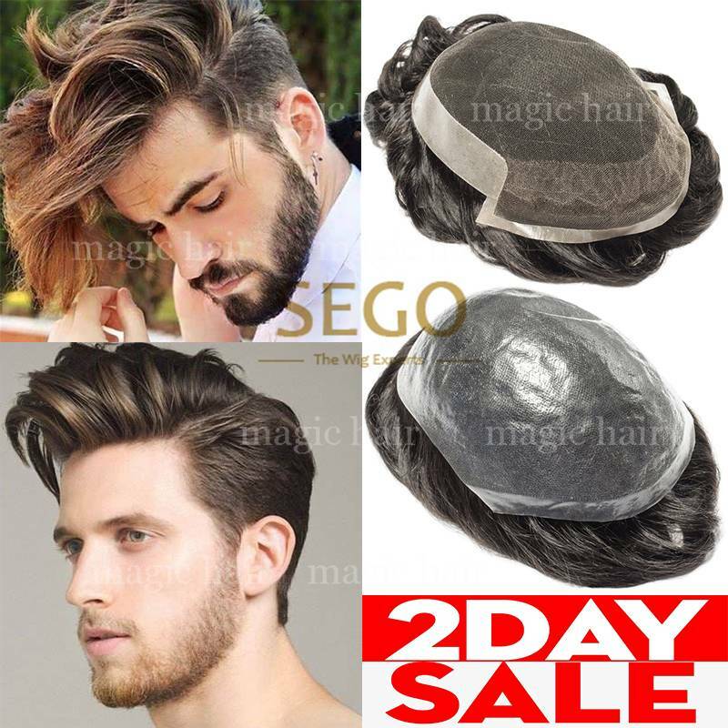 Naturschwarz 100% Echthaar Toupet Herrenperücke Toupee Haarteile Für Männer CC15