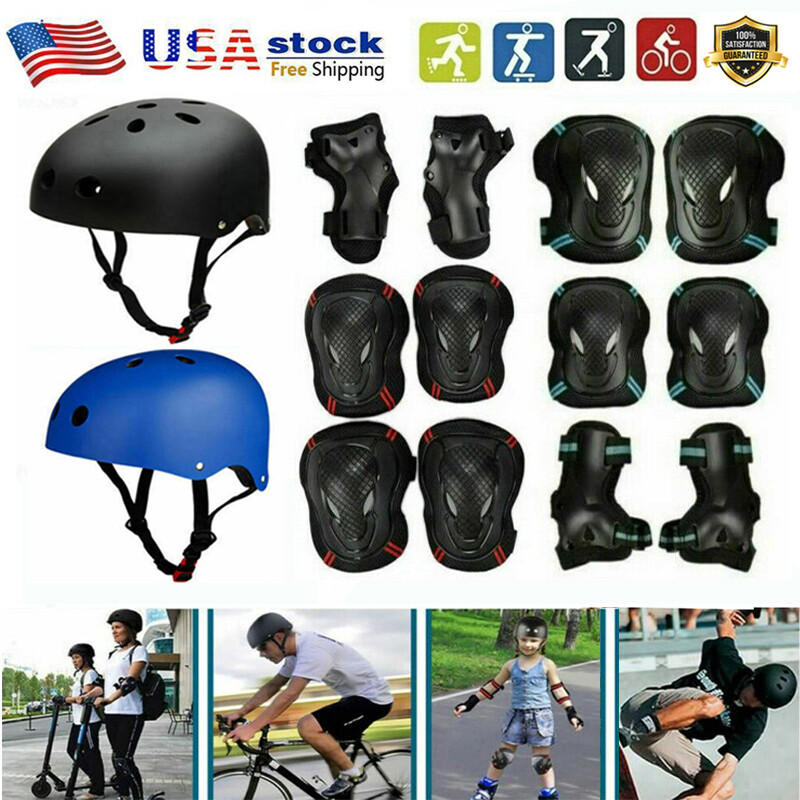 7Pc Set Helmet Knee Elbow Adult Kids Skateboard Safety