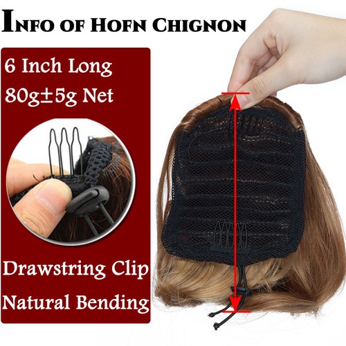 Horn Hair Bun Real Natural Clip In Hair Piece Extensions As Human Chignon Updo A