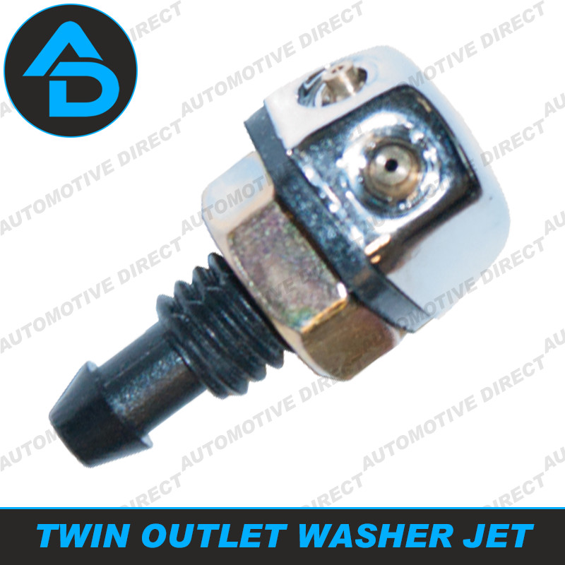 Chrome Washer Jet Twin Outlet 4.8mm Screw Fit For Car Windscreen - Picture 1 of 7