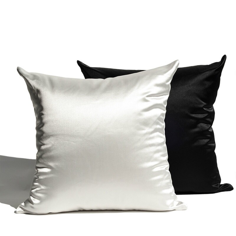 Solid Satin Throw Pillow Case Cushion Cover Sofa Throw Faux Silk Luxury Decor
