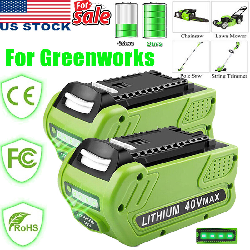 1-2Pcs 40 Volt 6Ah 29472 For Greenworks 40V Lithium G-MAX Ba