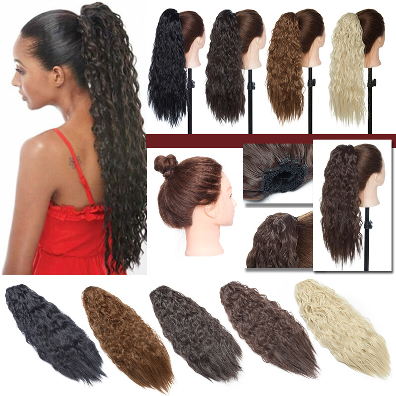 Us 100 Real Natural Based On Bun Ponytail Deep Curly Wavy Hair