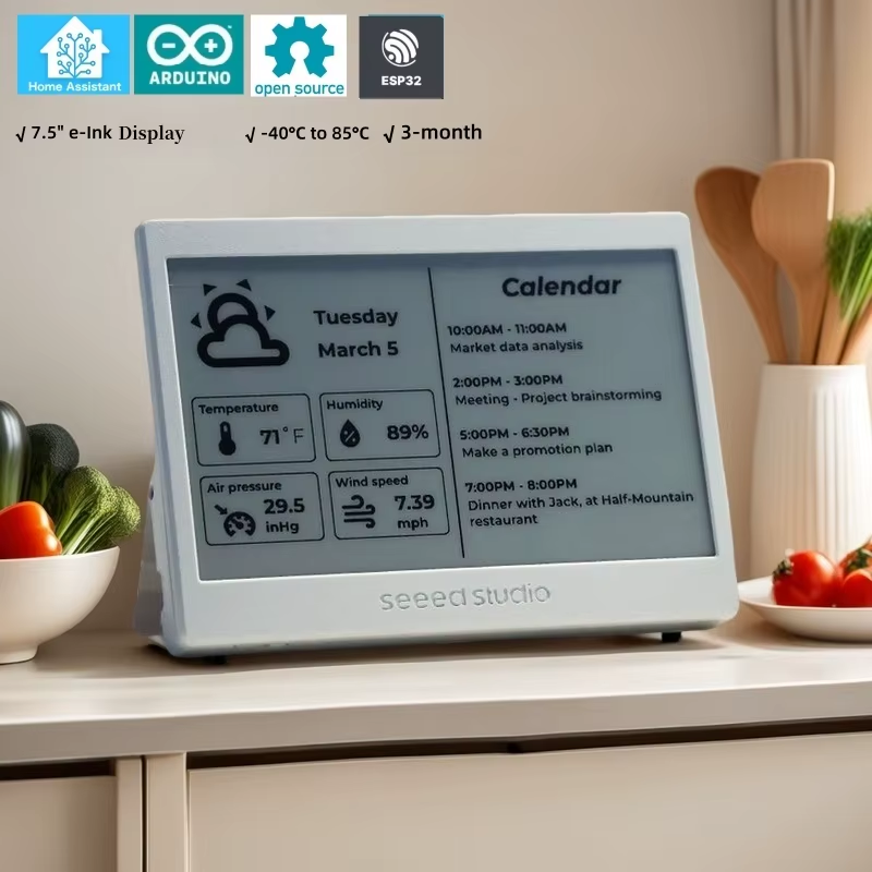 XIAO 7.5" ePaper Panel,e-Ink Screen Display 800×480 esp32 Home Assistant, Compat