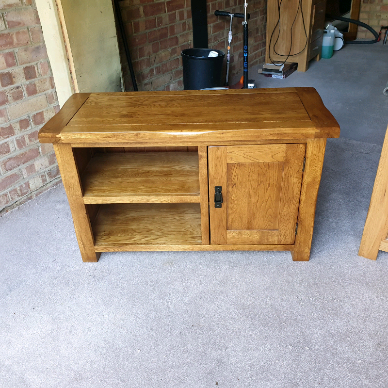 Oak Furniture Land Original Rustic Solid Oak Small TV Unit in South